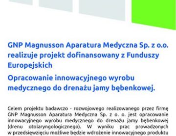 GNP Magnusson Aparatura Medyczna Sp. z o.o. realizuje projekt dofinansowany z Funduszy Europejskich